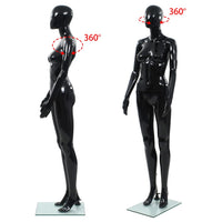 Manichino Donna Figura Intera Base in Vetro 175 cm Nero Lucido 142929
