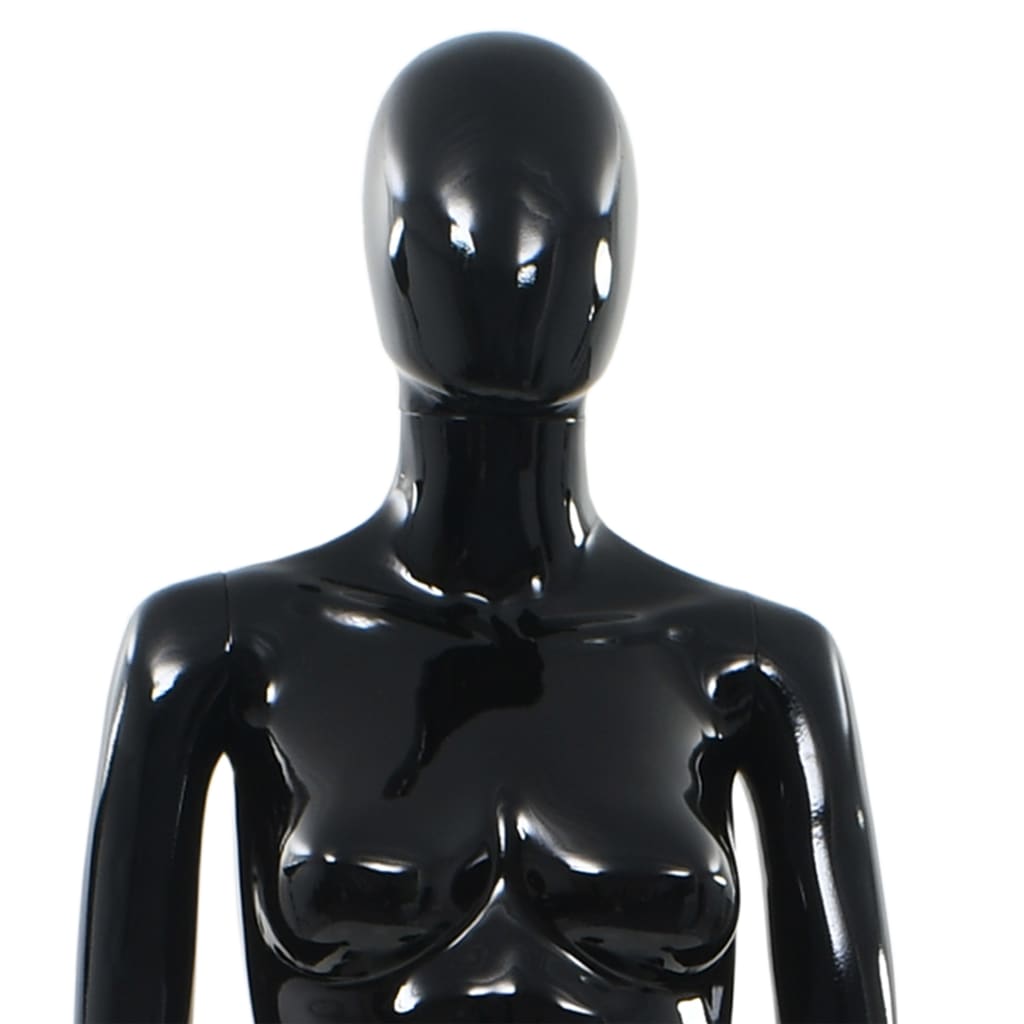 Manichino Donna Figura Intera Base in Vetro 175 cm Nero Lucido 142929