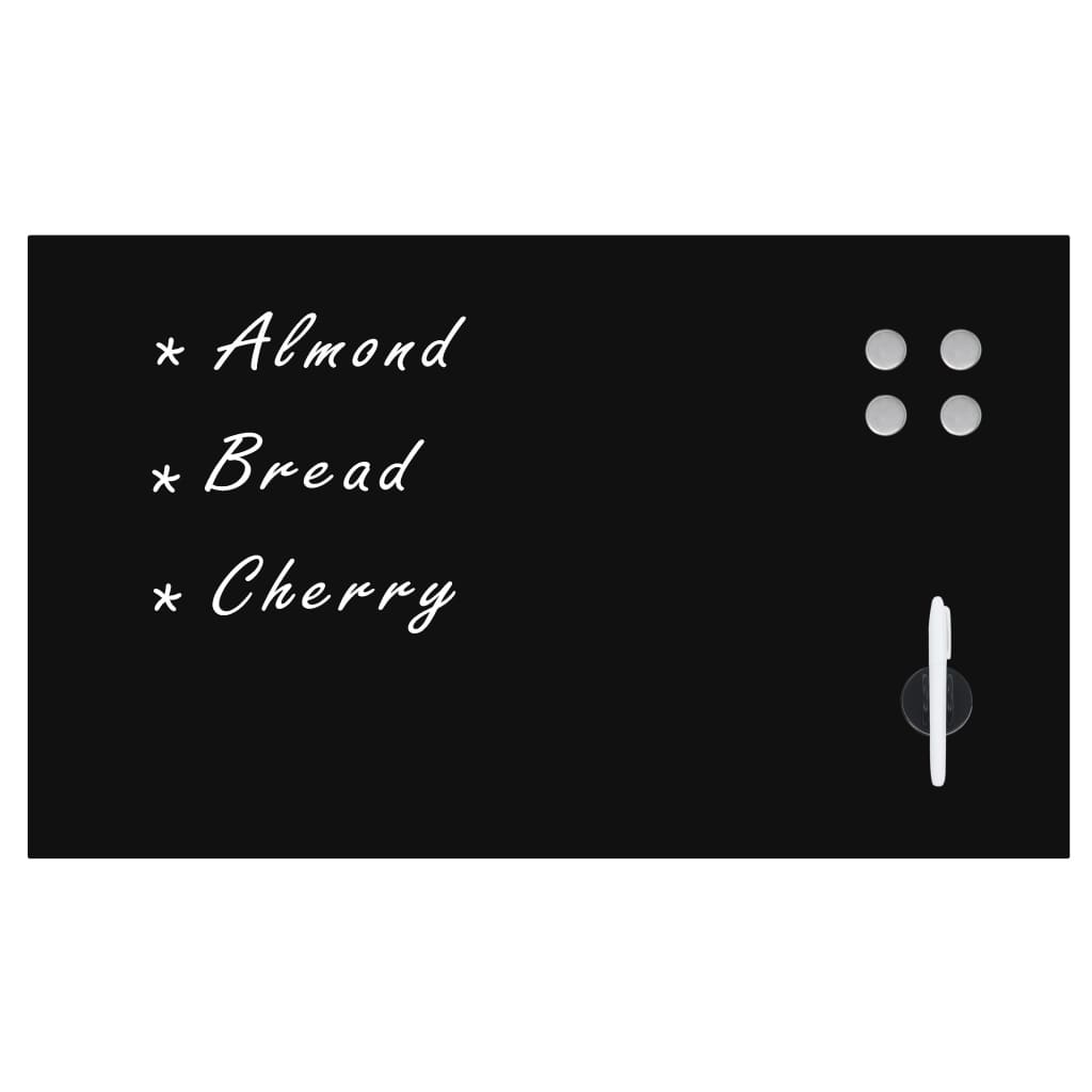 Lavagna Magnetica a Parete in Vetro 100x60 cm Nera 30109