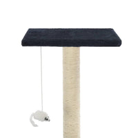 Tiragraffi per gatti nicchia peluche in sisal 95 cm blu scuro 3702166