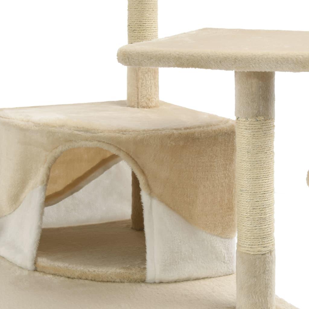 Tiragraffi per gatti in nicchia peluche in sisal 203 cm beige e bianco 3702121