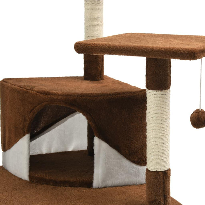 Tiragraffi per gatti nicchia peluche in sisal 203 cm marrone e bianco 3702114