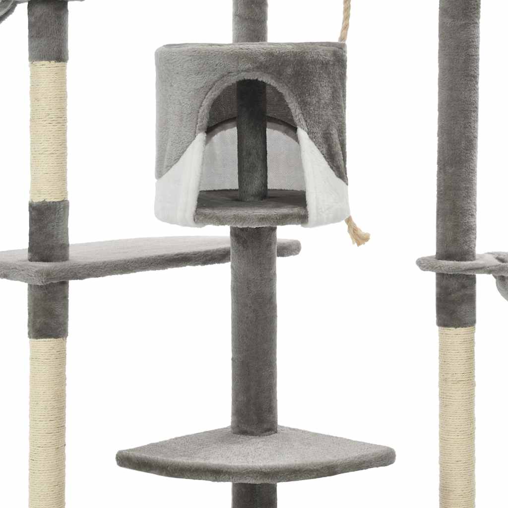 Albero per Gatti con Tiragraffi in Sisal 203 cm Grigio e Bianco  cod mxl 12780