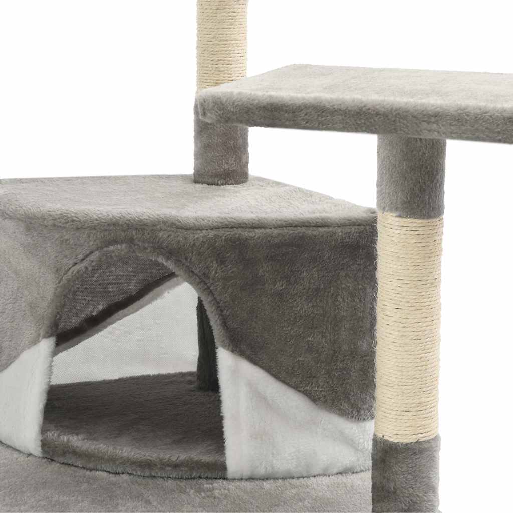 Albero per Gatti e Tiragraffi in Sisal 203 cm Grigio e Bianco 170529