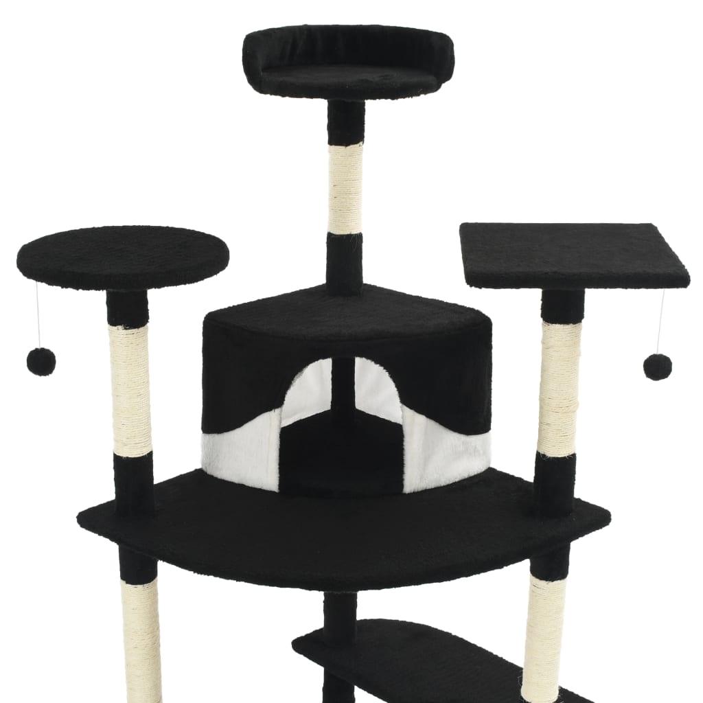 Tiragraffi per gatti albero tiragraffi nido giocattolo animali di peluche in sisal 203 cm bianco e nero 3702107