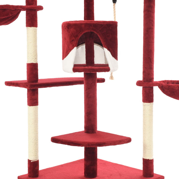 Albero per Gatti e Tiragraffi in Sisal 203 cm Rosso e Bianco 170531