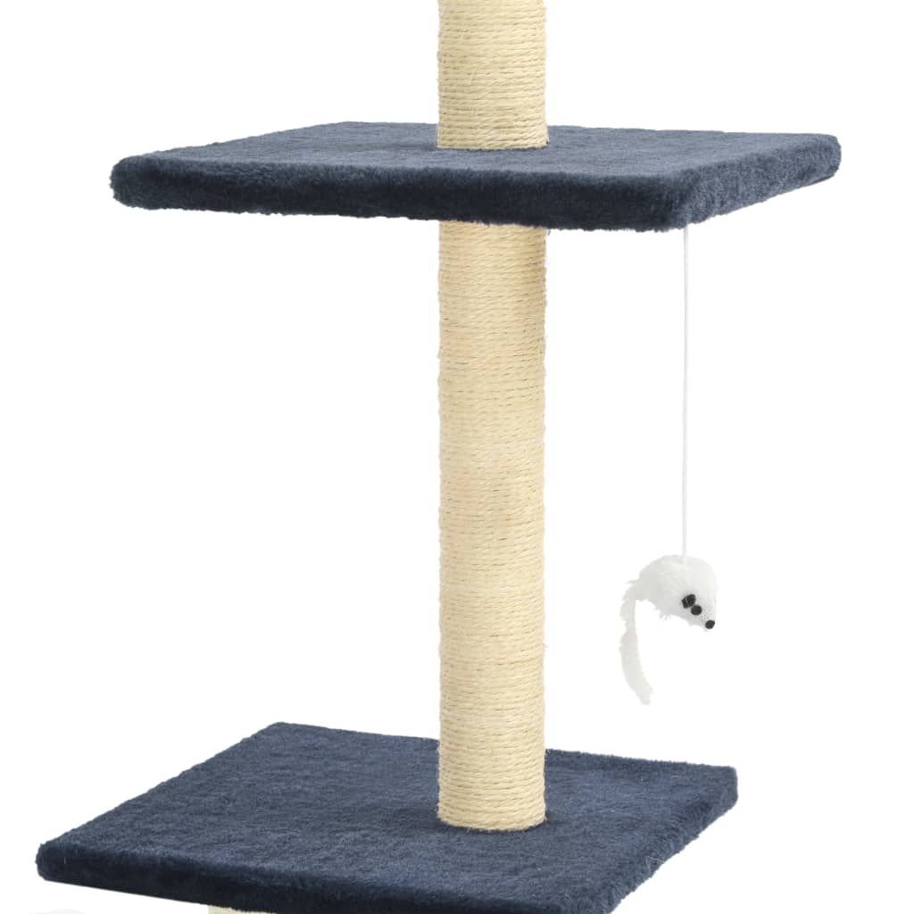 Albero per Gatti con Pali Tiragraffi in Sisal 260 cm Blu Scuro 170536