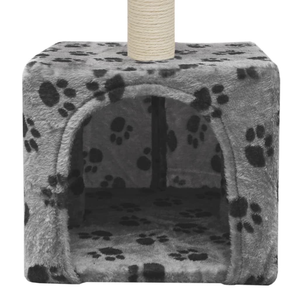 Tiragraffi per gatti nicchia peluche in sisal 55 cm modello zampe grigie 3702081