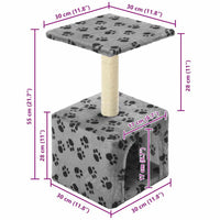 Albero per Gatti e Tiragraffi Sisal 55 cm Zampe Stampate Grigio 170538