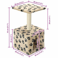 Albero per Gatti e Tiragraffi Sisal 55 cm Zampe Stampate Beige 170540