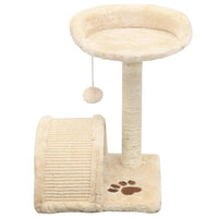 Tiragraffi per gatti nicchia peluche in sisal 40 cm beige e marrone 3702255