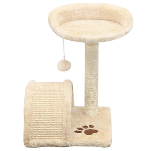 Tiragraffi per gatti nicchia peluche in sisal 40 cm beige e marrone 3702255