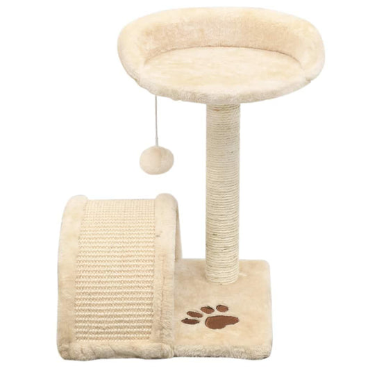 Tiragraffi per gatti nicchia peluche in sisal 40 cm beige e marrone 3702255