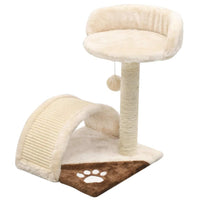 Tiragraffi per gatti nicchia peluche in sisal 40 cm beige e marrone 3702226