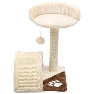 Tiragraffi per gatti nicchia peluche in sisal 40 cm beige e marrone 3702226