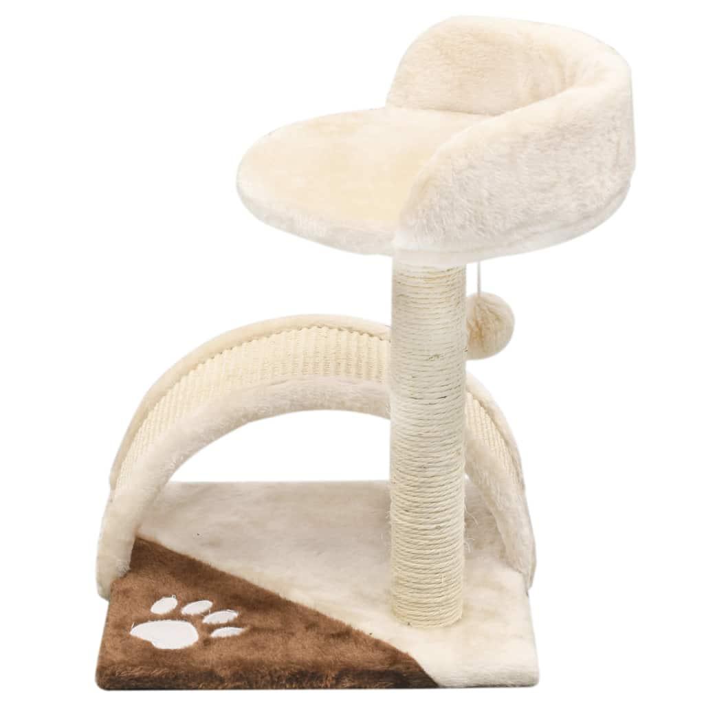 Tiragraffi per gatti nicchia peluche in sisal 40 cm beige e marrone 3702226