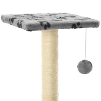 Albero per Gatti e Tiragraffi Sisal 65 cm Zampe Stampate Grigio 170547