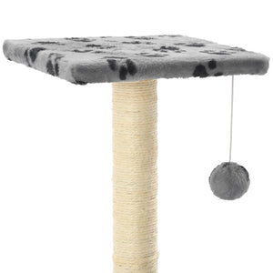 Albero per Gatti e Tiragraffi Sisal 65 cm Zampe Stampate Grigio 170547