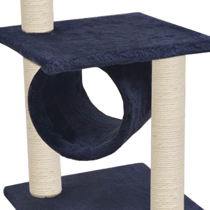 Tiragraffi per gatti nicchia peluche in sisal 65 cm blu scuro 3702219