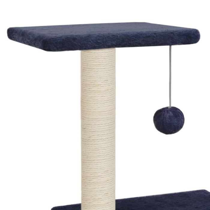 Tiragraffi per gatti nicchia peluche in sisal 65 cm blu scuro 3702219