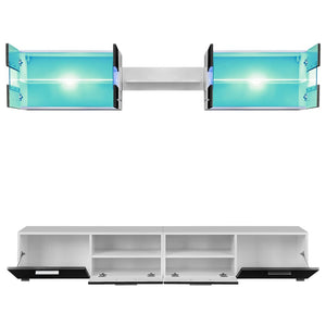 Set Parete Attrezzata Porta TV con Luci LED 5 pz Nero Lucido 246028