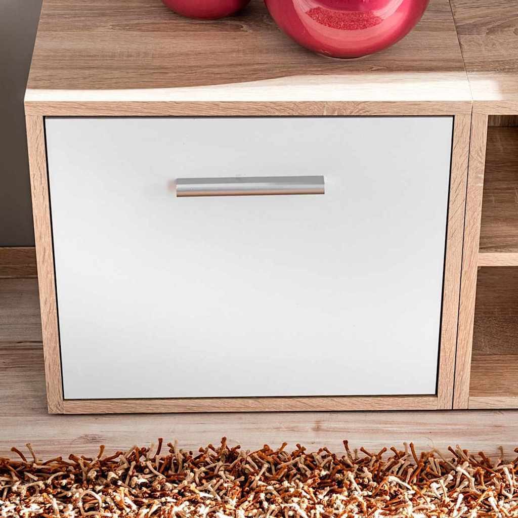 Set mobile TV 5 pcs Bianco e rovere di Sonoma 221 x 30 x 80 cm 246032