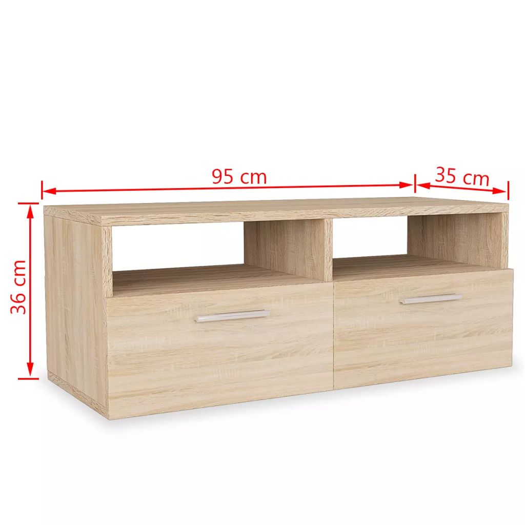Mobile TV TV buffet dal design pratico 2 pz. Truciolare 95 cm Rovere 2502083