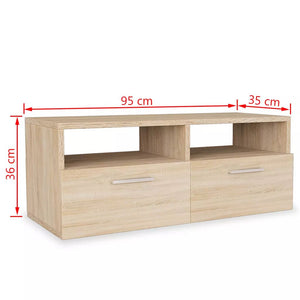 Mobile TV TV buffet dal design pratico 2 pz. Truciolare 95 cm Rovere 2502083