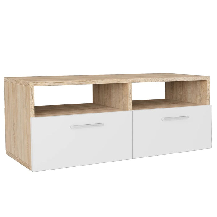 Mobili TV 2 pz in Legno Multistrato 95x35x36 cm Rovere e Bianco 275112