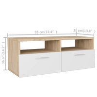 Mobili TV 2 pz in Legno Multistrato 95x35x36 cm Rovere e Bianco 275112