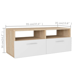 Mobili TV 2 pz in Legno Multistrato 95x35x36 cm Rovere e Bianco 275112