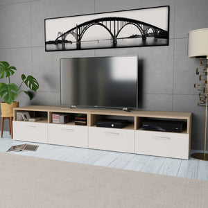 Mobili TV 2 pz in Legno Multistrato 95x35x36 cm Rovere e Bianco 275112