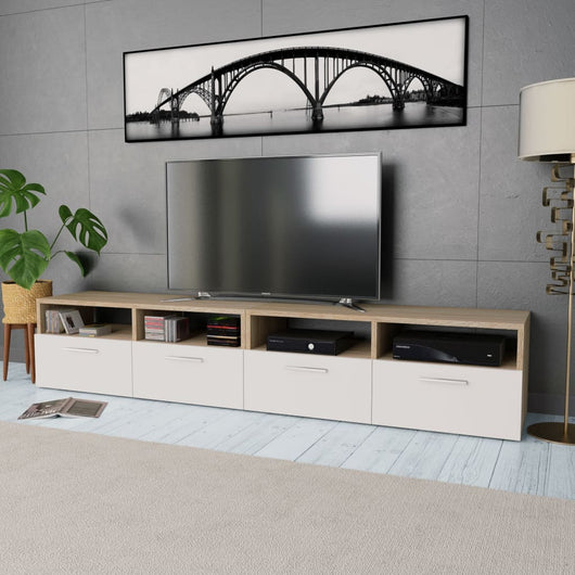 Mobili TV 2 pz in Legno Multistrato 95x35x36 cm Rovere e Bianco 275112