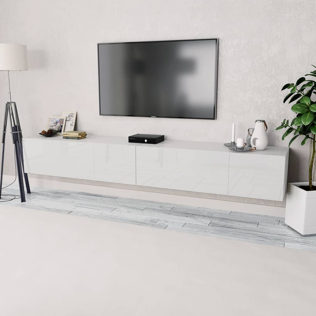 Mobili Porta TV 2 pz in Truciolato 120x40x34 cm Bianco Lucido