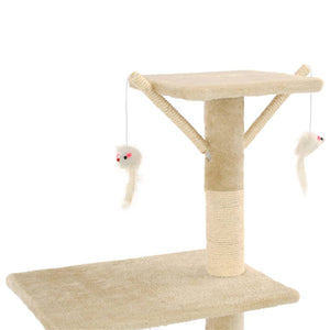Albero per Gatti con Tiragraffi in Sisal 138 cm Beige cod mxl 10324
