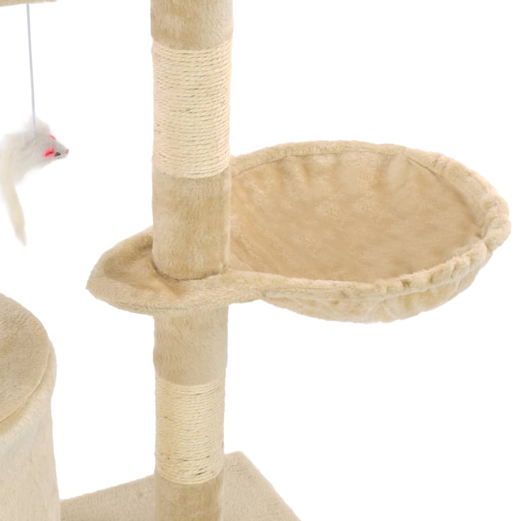 Albero per Gatti con Tiragraffi in Sisal 138 cm Beige cod mxl 10324