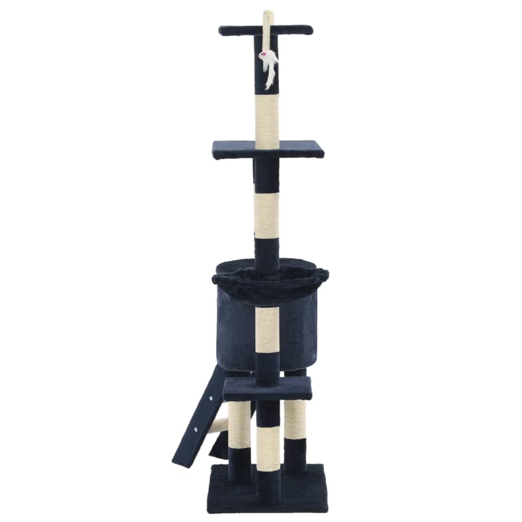 Tiragraffi per gatti nicchia peluche in sisal 138 cm blu scuro 3702052