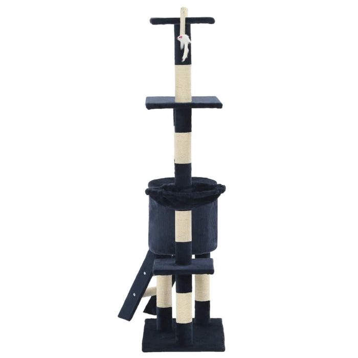 Tiragraffi per gatti nicchia peluche in sisal 138 cm blu scuro 3702052