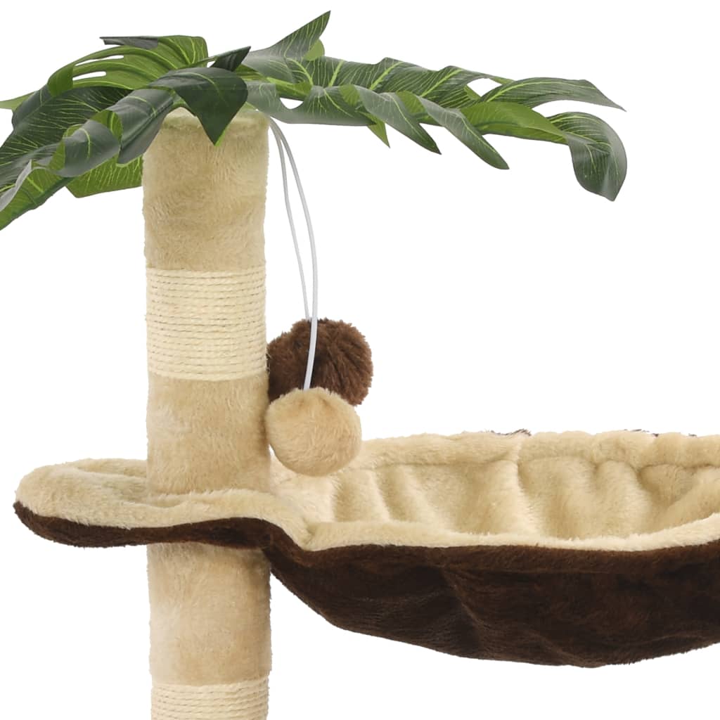 Albero per Gatti con Tiragraffi in Sisal 50cm Beige e Marrone 170595