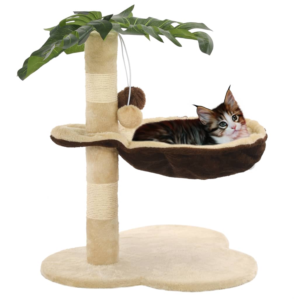 Albero per Gatti con Tiragraffi in Sisal 50cm Beige e Marrone 170595