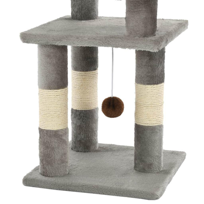 Tiragraffi per gatti nicchia peluche in sisal 65 cm grigio 3702042