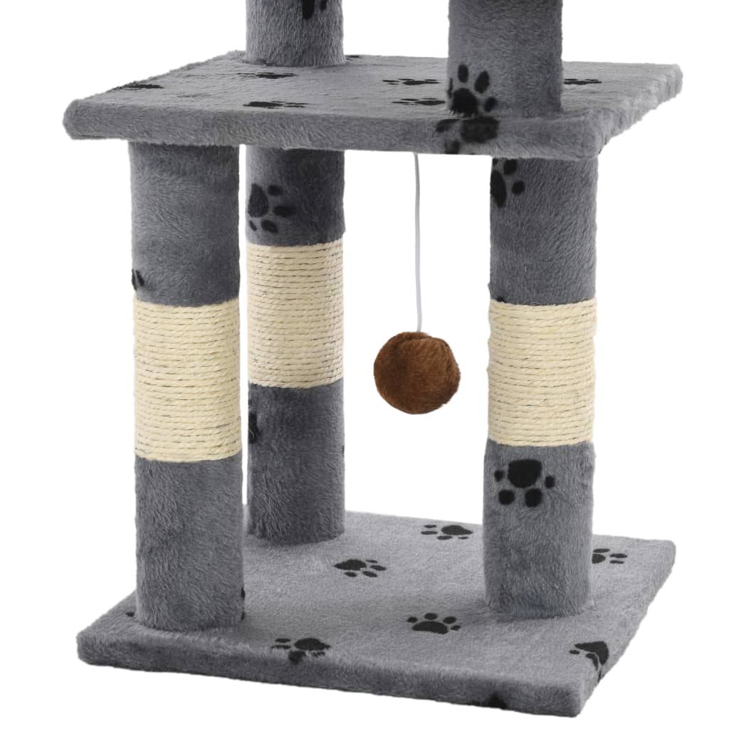 Albero per Gatti Tiragraffi in Sisal 65 cm Zampe Stampate Grigio 170608