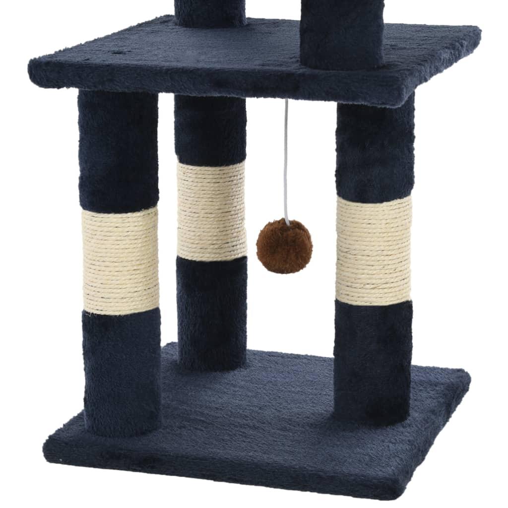 Tiragraffi per gatti nicchia peluche in sisal 65 cm blu 3702053