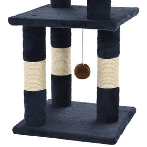 Tiragraffi per gatti nicchia peluche in sisal 65 cm blu 3702053