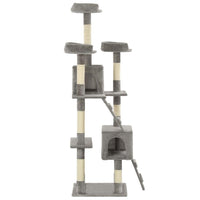 Tiragraffi per gatti nicchia peluche in sisal 170 cm grigio 3702087