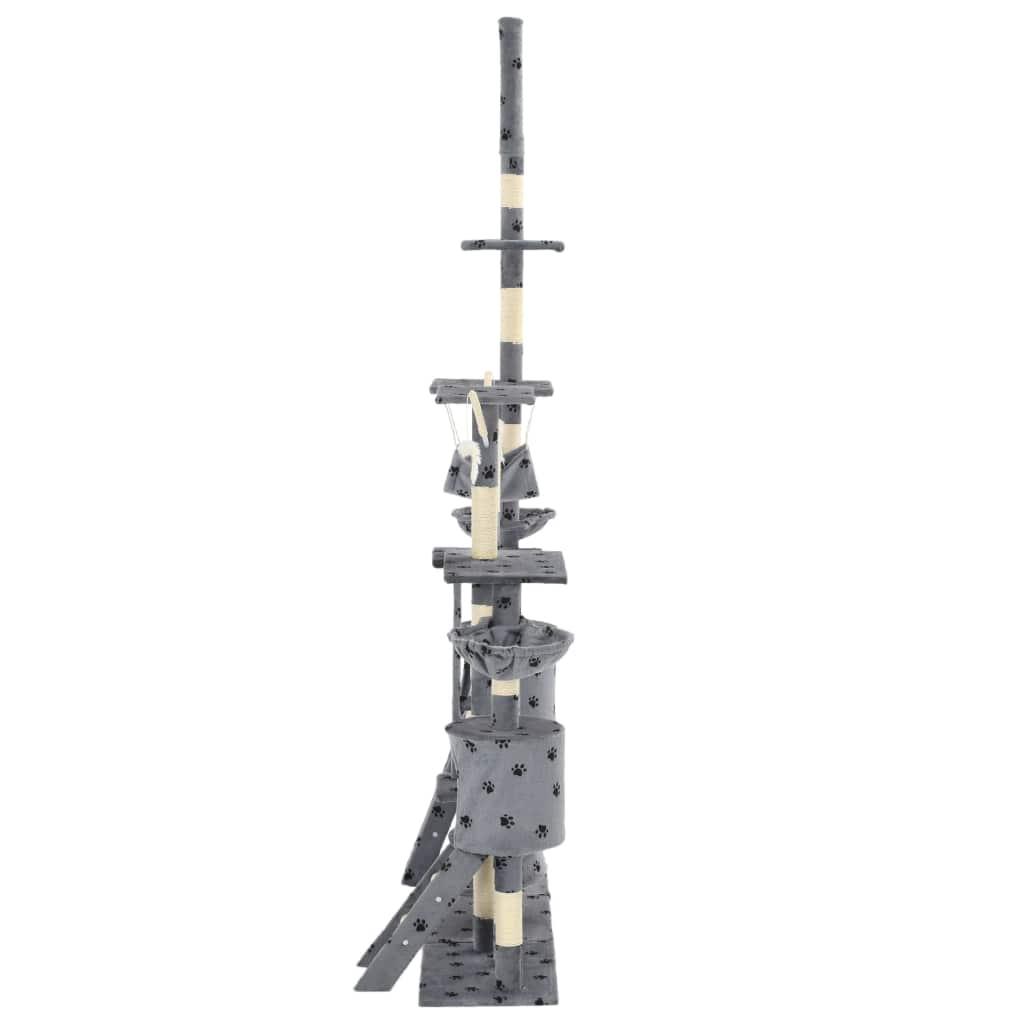 Tiragraffi per gatti nicchia peluche 230-250 cm impronte di zampe grigio 3702047