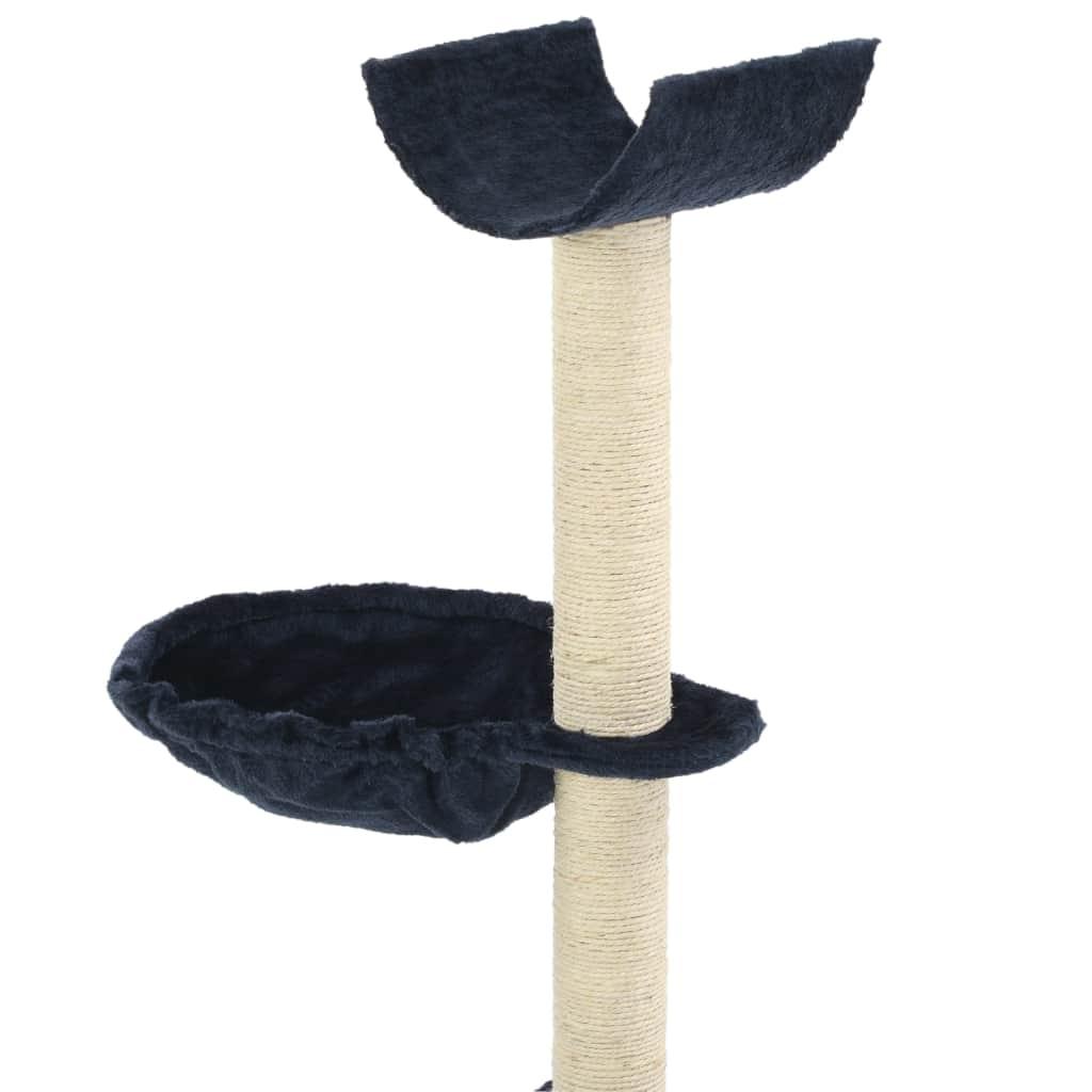 Tiragraffi albero per gatti cuccia per gatti peluche in sisal 105 cm blu 3702099