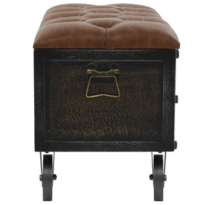 Cassapanca in Legno Massello di Abete e Similpelle 80,5x41x50cm   cod mxl 51924