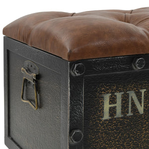 Cassapanca in Legno Massello di Abete e Similpelle 80,5x41x50cm   cod mxl 51924