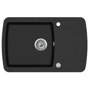 Lavello da cucina in granito vasca singola 78 x 50 cm nero 02_0002313